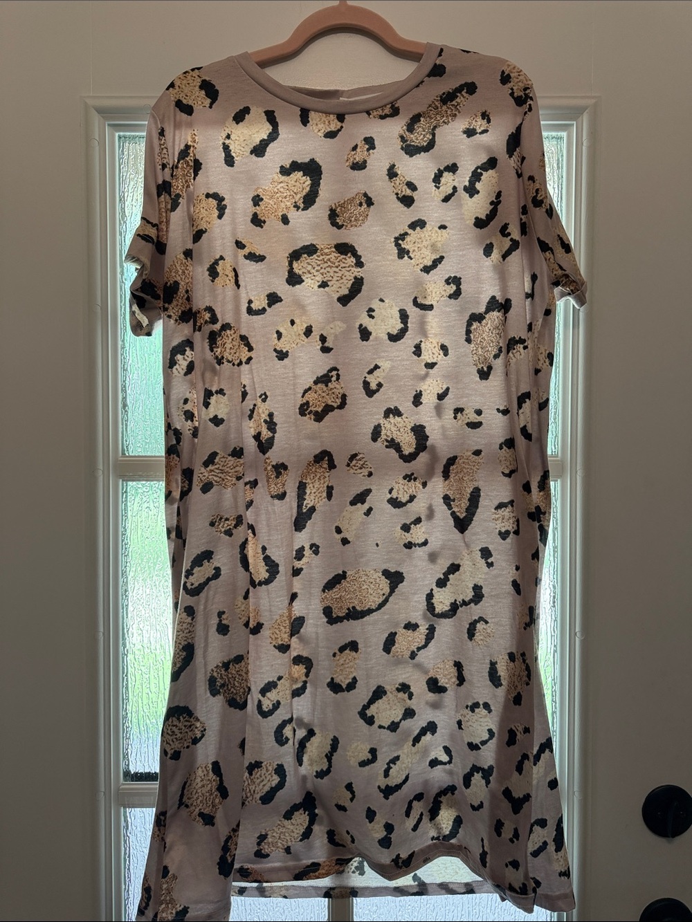 Leopard Print Midi Dress in Beige and Black